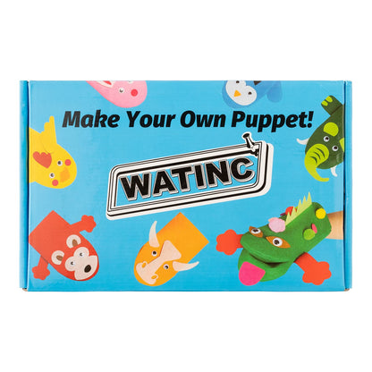 WATINC 6Pcs Hand Puppet Making Kit, Art Craft Felt Sock Puppet Toys, Creative DIY Make Your Own Pompoms Wiggle Googly Eyes Storytelling Role Play Party Supplies Gift for Girls Boys (Animals)