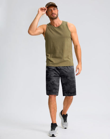 G Gradual Men's Athletic Shorts with Pockets 9" / 11" Long Basketball Shorts Lightweight Quick Dry Gym Workout Shorts for Men(Gray Camo,XXL)