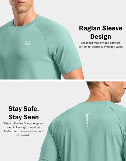 G Gradual Men's Athletic Workout T-Shirts Moisture Wicking Cooling Running Shirts Short Sleeve Performance Tee for Gym Tennis(Jasmine Green,XXL)