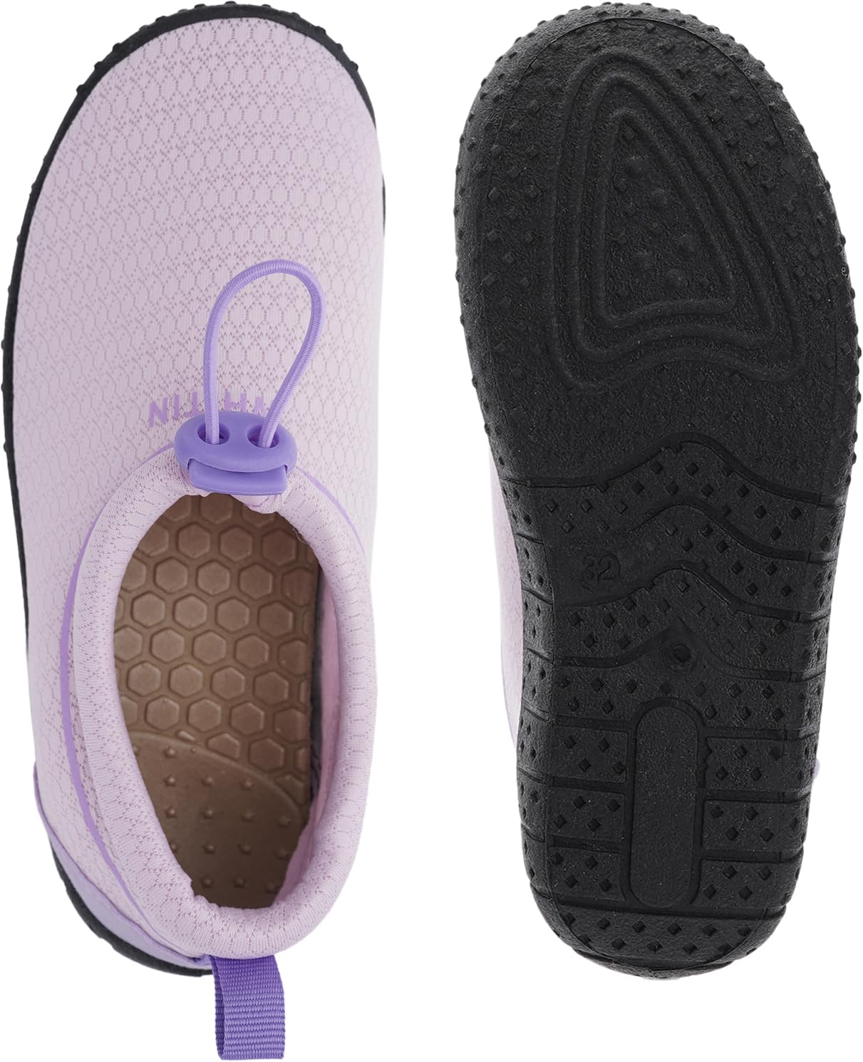 WHITIN Big Kids Water Shoes Aqua Barefoot Swim Beach Minimalist Socks Size 2.5 Girls Surf Anti Slip Outdoor Activities Boating Gym Lightweight Sneakers Purple 33