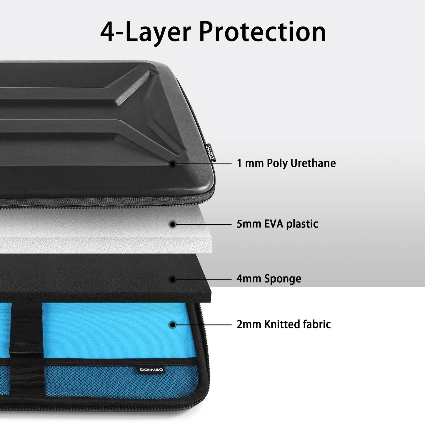 DOMISO 15.6-16 Inch Laptop Hard Case, Waterproof Shockproof Hard Shell Laptop Sleeve Protective Carrying Case with Retractable Handle for Macbook Pro/Lenovo IdeaPad Legion/HP ENVY/Dell XPS,Black