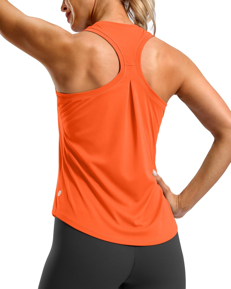 G Gradual Women's Workout Tank Tops Racerback Athletic Yoga Tops Loose Fit Sleeveless Running Gym Sports Shirts for Women(Orange,L)