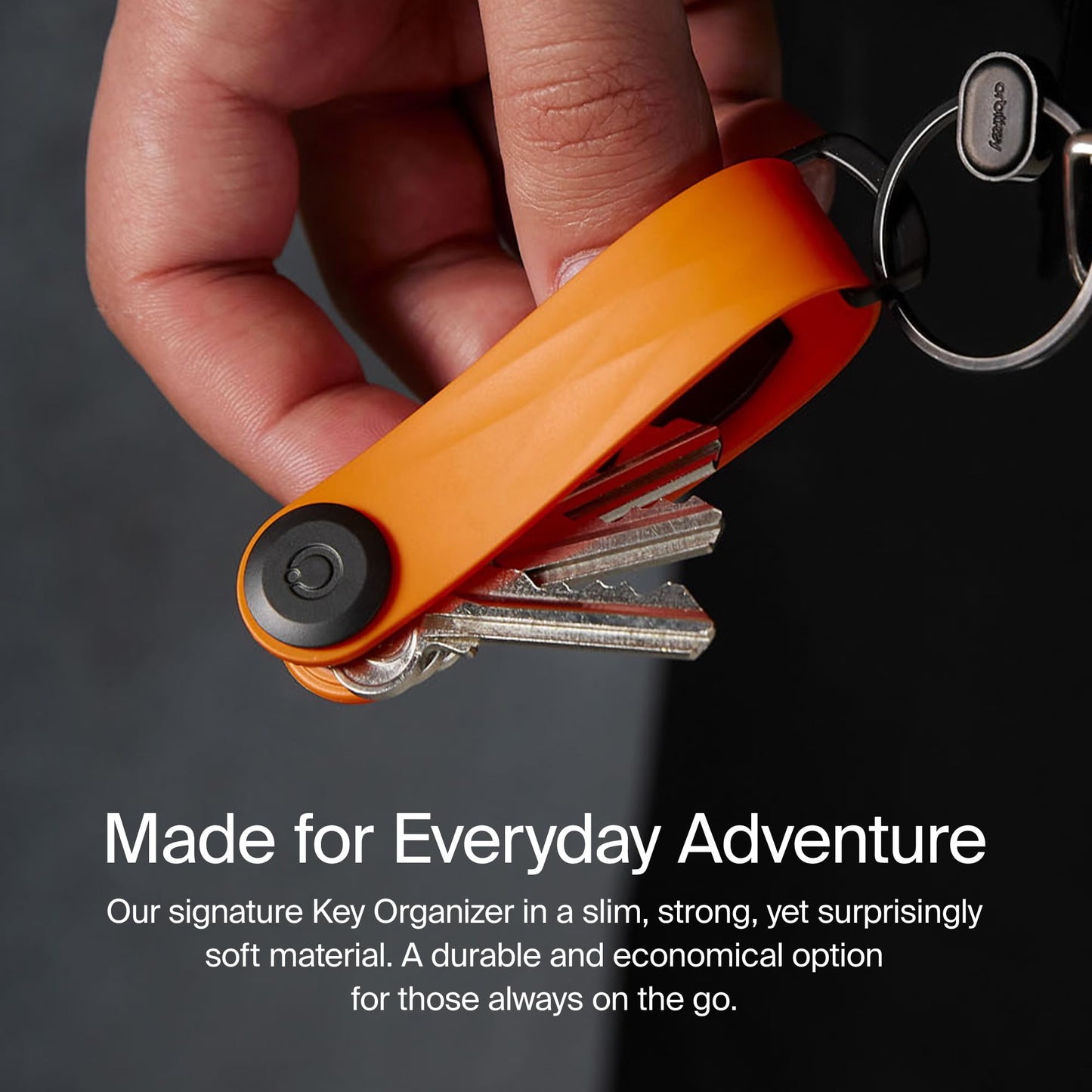 Orbitkey Active Key Organizer Lite – Durable Holder with Elastic Polymer Band, Carabiner Ring & Secure Locking Mechanism – Slim Pocket-Friendly Keychain for Everyday Carry & Travel (Midnight Blue)