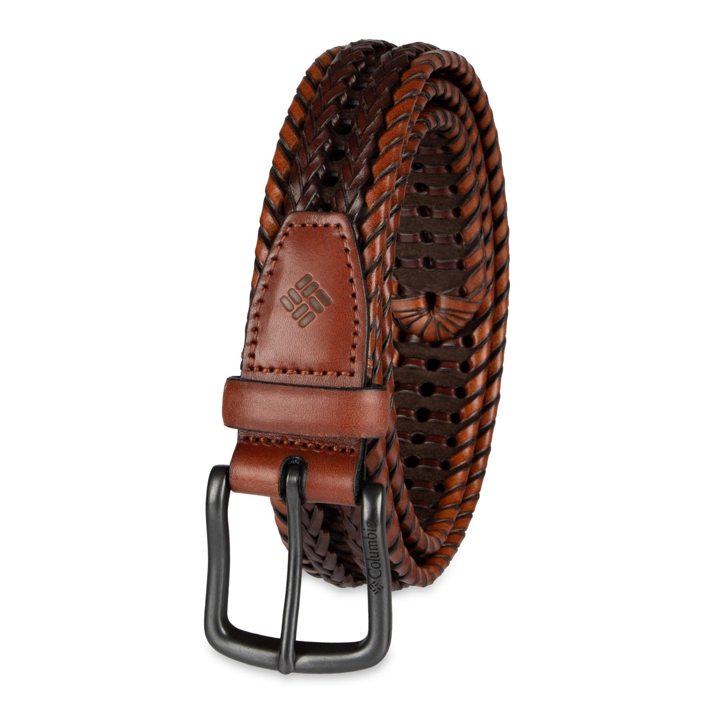 Columbia Men's Fully Adjustable Lace Braid Belt, Cognac, Small