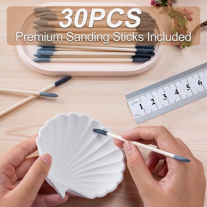 30 Pcs Sanding Sticks, Premium Double-Ended Matchstick Sanding Stick for Small Area/Hole Sanding, Fine Detail Polishing Sticks for Plastic Models/Wood/Metal, 120/280 Grit