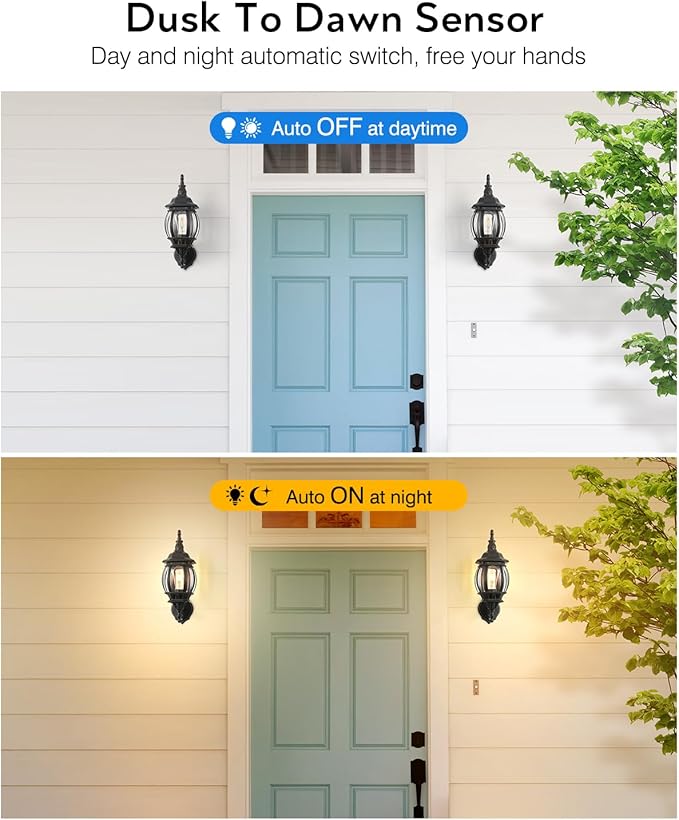 VIANIS Outdoor Garage Lights Wall Mount, Dusk to Dawn LED Outdoor Lighting Wall Lanterns for Porch, Black Exterior Light Fixture, Waterproof Outdoor Sconce Lights, Outside Light for House 2 Packs