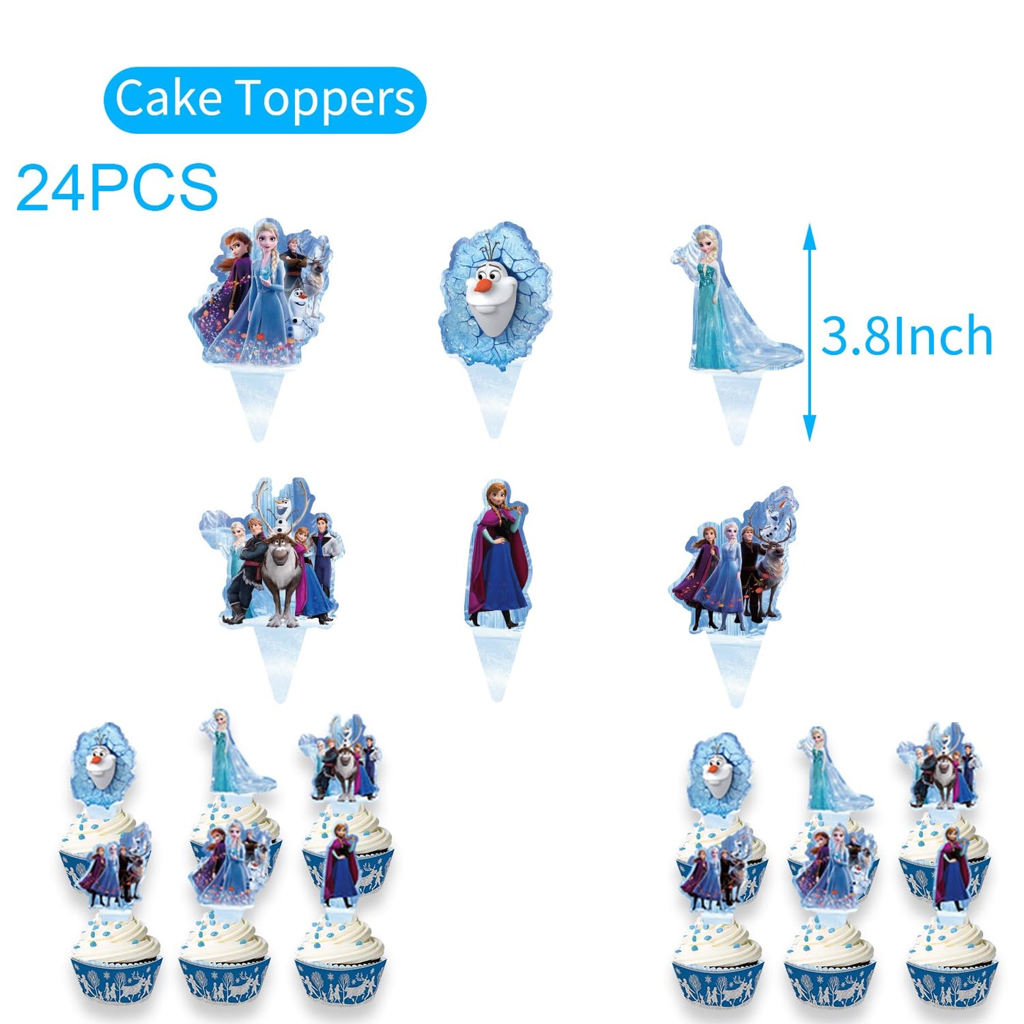 25pcs ice Cake Toppers Cupcake Toppers, Birthday Party Decoration Cake Decorations for ice party Supplies