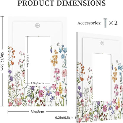 Rustic Wild Floral Vintage Watercolor Flower Single Rocker/Decora Light Switch Plate Decorative 1 Gang Outlet Cover Faceplate GFCI Electrical Receptacle Wallplate Dimmer for Bathroom Home Decor