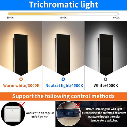 Mikeru Upgraded 2 Pack 57" Modern Outdoor Wall Sconce, 4.3" Wide IP65 Waterproof Exterior Light Fixtures Cover US Junction Box, 3000K/4500K/6000K 3-Color Temp LED Porch Lights for Garage, Patio
