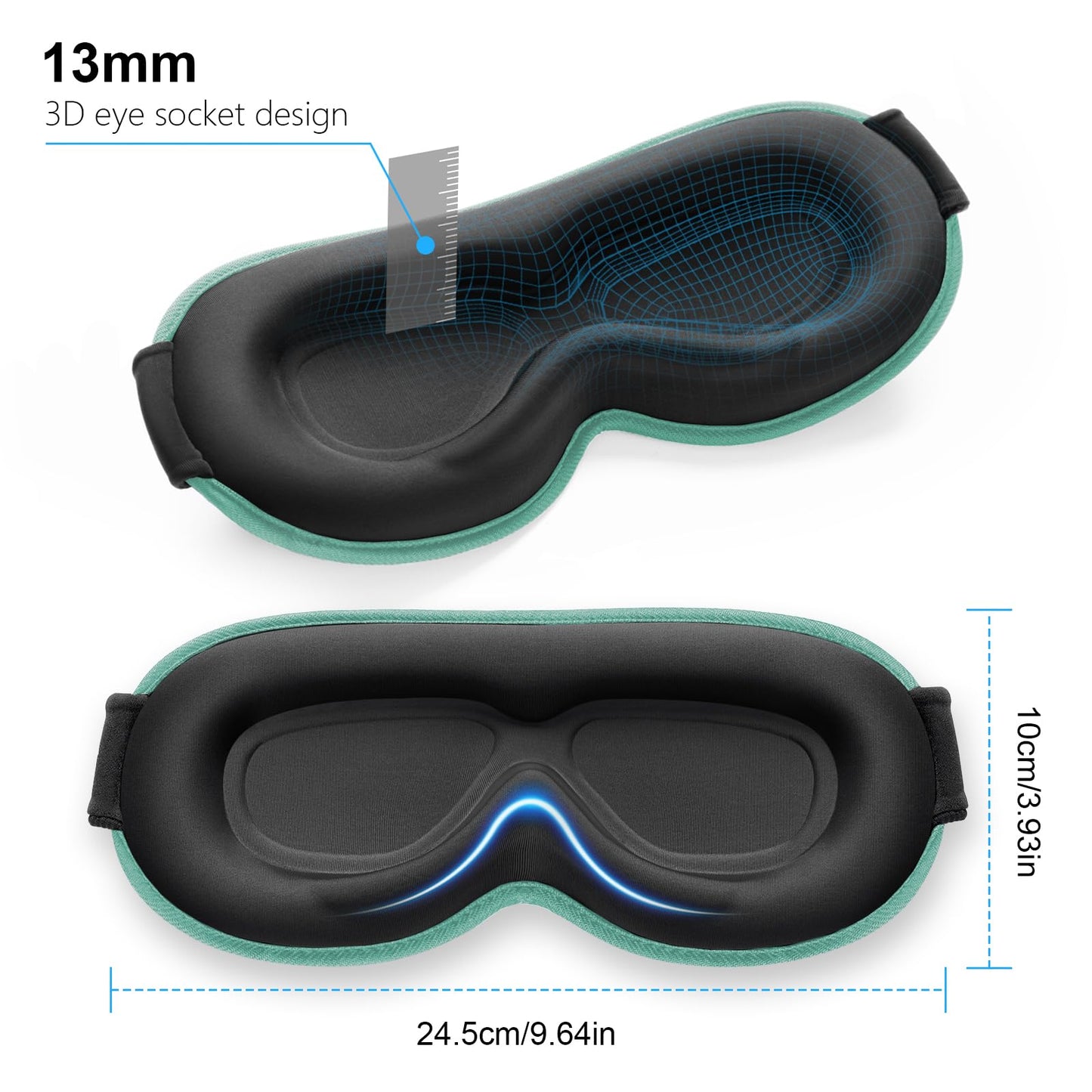 Gritin 100% Blackout Sleep Eye Mask for Women Men, Zero Pressure Sleeping Mask - Ergonomic Design 3D Cutout Eye Movement and Eyelash Friendly Night Blindfold, Ultra Soft Comfortable for Sleeping