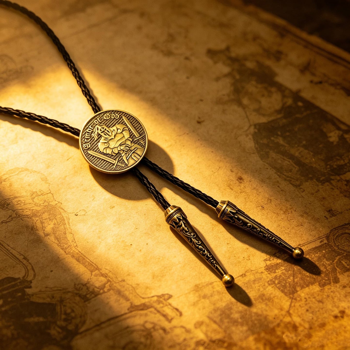 JPJZY Knights Templar Bolo Tie for Men Put on The Full Armor of God Necktie Unique Religious Warrior Theme Accessory for Cowboy (Style 9 - Bronze)