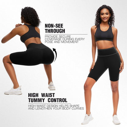 FULLSOFT 8" High Waisted Biker Shorts for Women-Tummy Control Athletic Workout Running Yoga Gym Dance Shorts