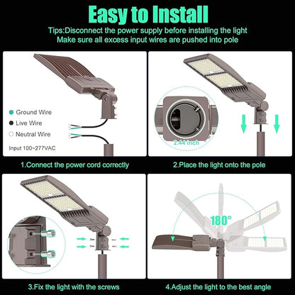 450W LED Parking Lot Light Dusk to Dawn Photocell with Slip Fitter 67,500LM, DLC ETL Listed Outdoor Street Area Light LED Shoebox Parking Pole Light 5000K IP65 Waterproof Commercial Lights 100-277VAC