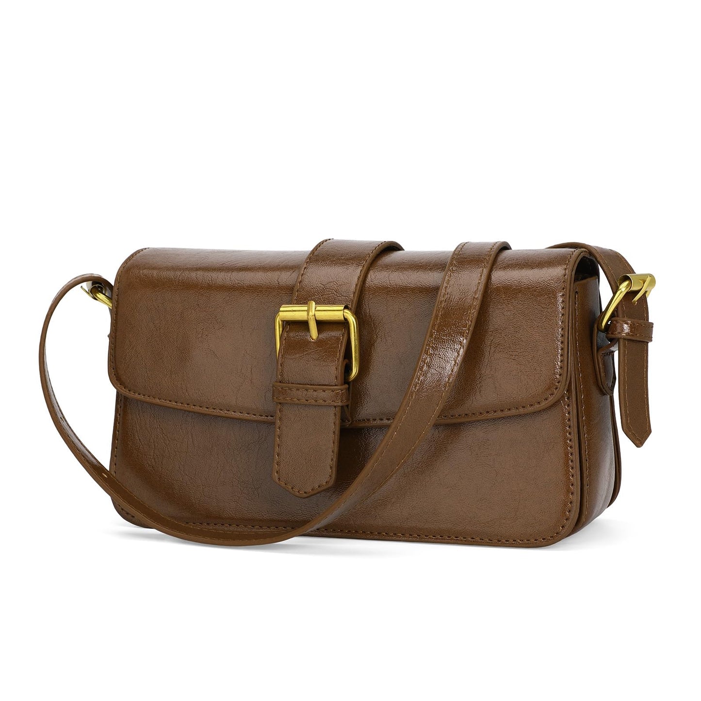 XquiziFit Shoulder Bag for Women Small Clutch Purses Cute Hobo Purses and Handbags Retro Leather Underarm Crossbody Bag with 2 Removable Strap, Brown