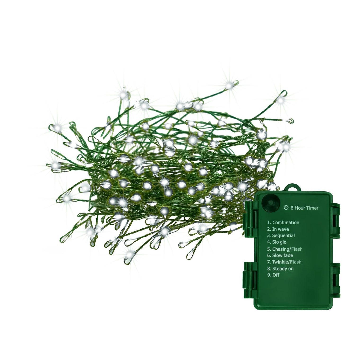 FairyGlim Battery Operated Christmas Lights, 20FT 200 Micro LEDs Fairy Lights with 8 Modes and Timer, Green Copper Wire for Indoor Outdoor Christmas Tree Wreath Garland Garden Party,Cool White