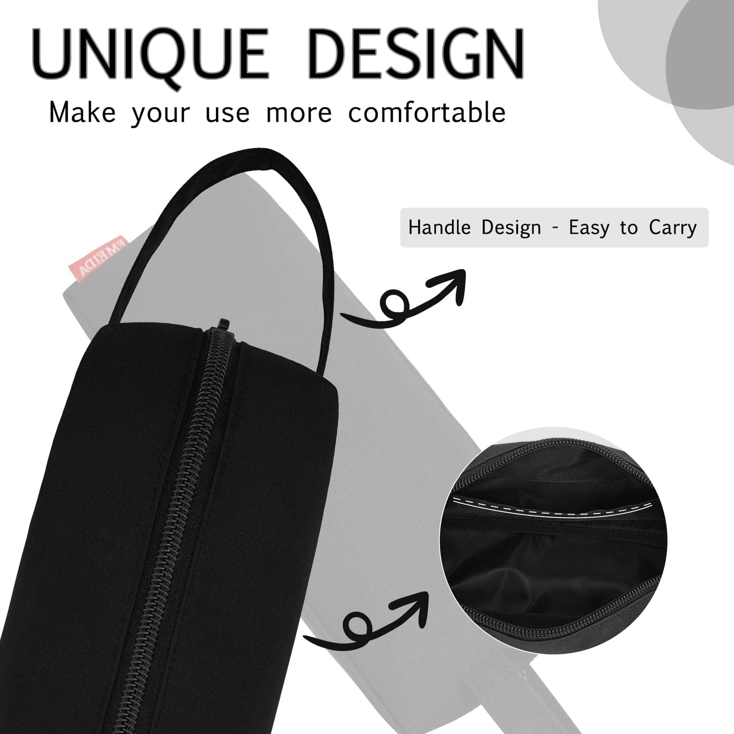 Fmeida Pencil Case Pouch - Water Resistant Pencil Pouch Portable Pencil Bag Simple Office Stationery Pouch with Handle Back to School Supplies - Black