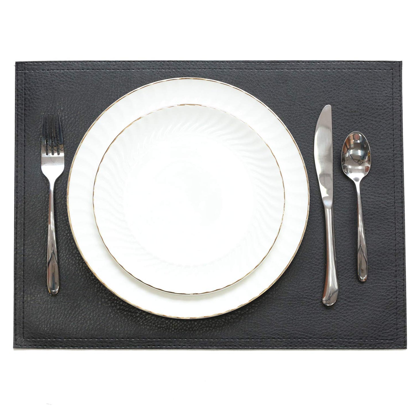 Wintop Group PU Leather Placemats, 13"X17.5", Set of 6, Black
