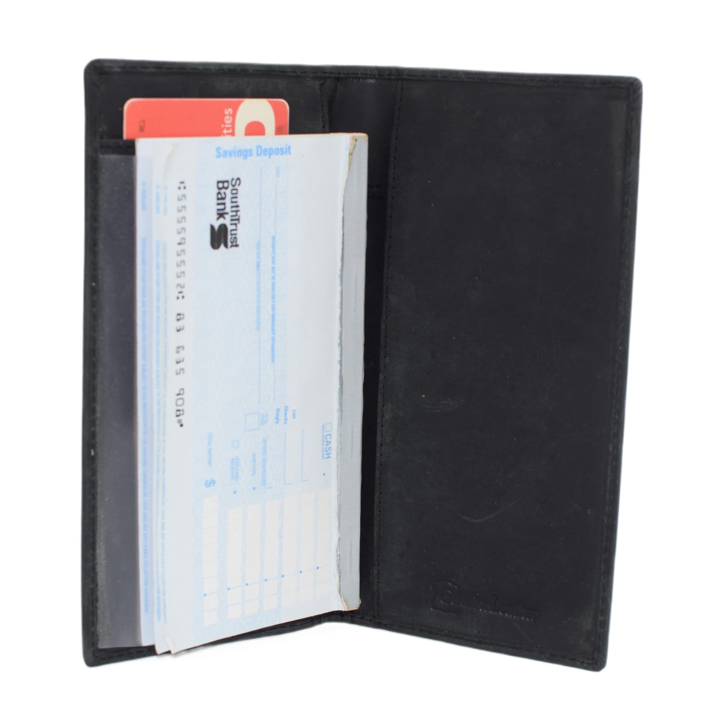 Genuine Leather Checkbook Cover For Men & Women Checkbook Holder Wallet RFID Blocking USA Series (USA Flag Black)
