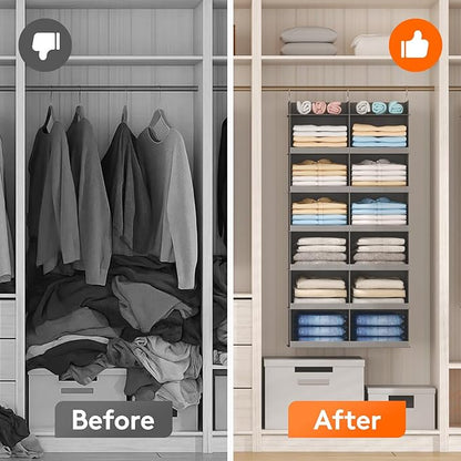 Lifewit Dual-Row 6 Tier Hanging Closet Organizer and Storage, Wide Clothes