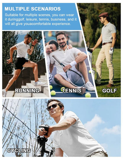 Hodaweisolp Golf Shirts for Men Dry Fit Print Moisture Wicking Performance Short Sleeve Polo Shirt Green Car-L