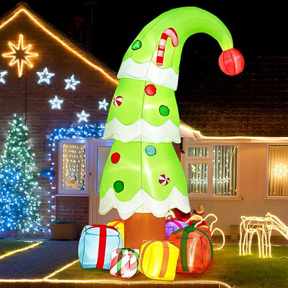 FRAMICS 2025 New 7Ft Christmas Inflatables Outdoor Decorations, Whimsical Christmas Tree Blow Up Yard Decor with Gift Boxes, Weatherproof Xmas Tree Inflatable with LED Lights for Holiday Party Garden