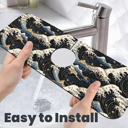 Japanese Wave Black 15" X 5.5" Kitchen Sink Splash Guard Faucet Faucet Guard