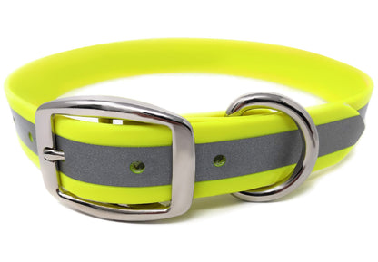Regal Dog Products Medium Yellow Heavy Duty Reflective Dog Collar with Durable Metal Buckle and D Ring Adjustable, Chew Proof & Waterproof Strong Small Dog Collar Other Sizes for Medium & Large Dogs