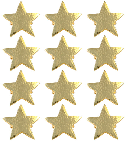 ALPHA Living HOME Napkin Rings Set of 12, Star Napkin Holders, Rustic Napkin Rings, Premium Metal Napkin Ring Bulk for Party Decoration, Dinning Table, Everyday, Family Gatherings (Gold)