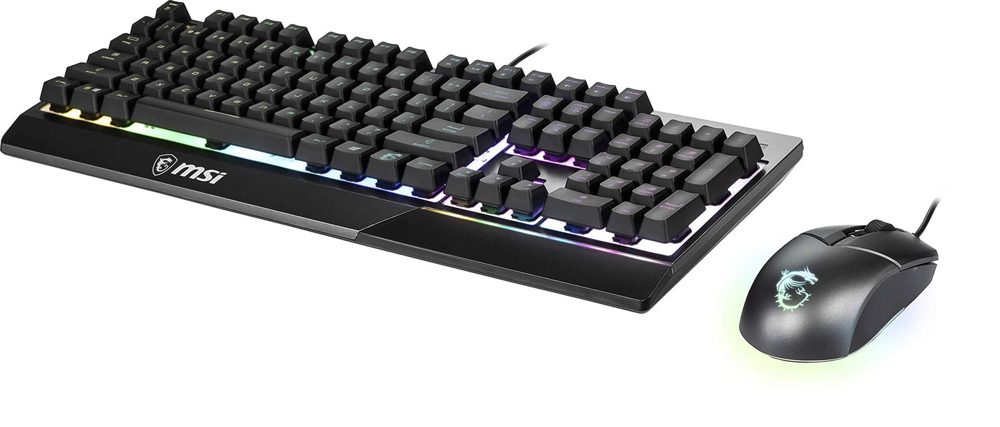 MSI Vigor GK30 Combo, 6-Zone RGB GK30 Gaming Keyboard & GM11 Gaming Mouse, Water Repellent & Splash-Proof, 5000 DPI
