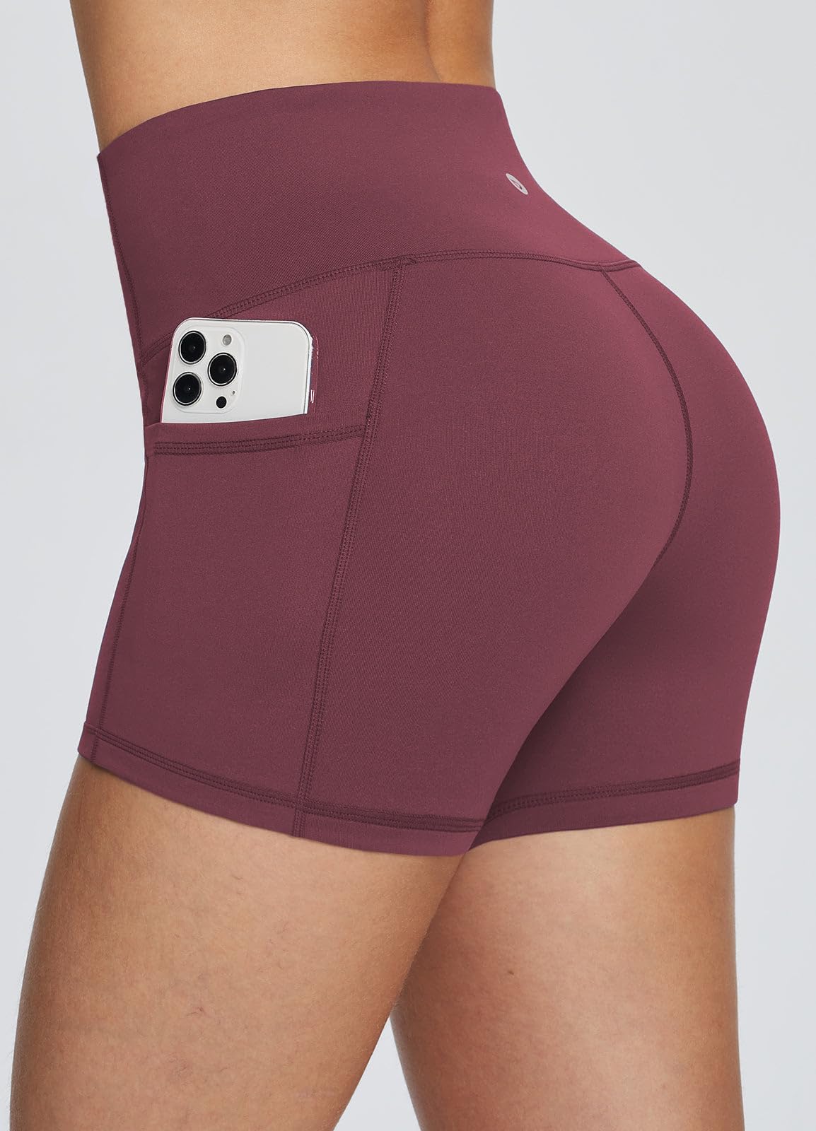 baleaf Gym Shorts Women 3" Biker Workout Yoga Spandex Running Volleyball Tummy Control Compression with Pockets Wine Red XS
