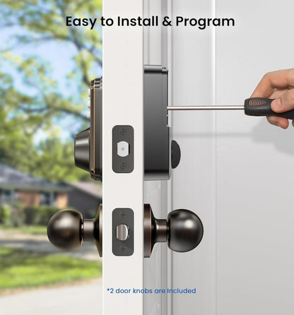 Veise Keyless Entry Door Lock with 2 Knobs, Electronic Backlit Keypad Deadbolt with Handle Set, Auto Lock, One-time Codes, Smart Deadbolt for Front Door, Easy Installation, Matte Black