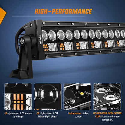 Nilight LED Light Bar 7D 22Inch 150W Spot Flood Combo Beam Amber White Work Offroad Lighting Driving Fog Lights for SUV ATV UTV Pickup Truck Boat
