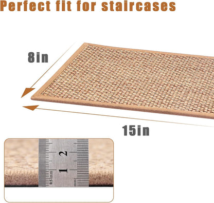 FlowaFoli Stair Treads for Wooden Steps Indoor,8" X 30" (15 in Pack) Stair Treads Non Slip, Machine Washable for Kids Elders and Pets,Beige
