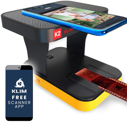 KLIM K2 Mobile Photo Digitizer 35mm - Positive & Negative Conversion - Slide and Photo Scanner - Color Developing Kit Essential - Your Own Service for Developing Negatives at Home