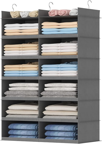 Lifewit Dual-Row 6 Tier Hanging Closet Organizer and Storage, Wide Clothes