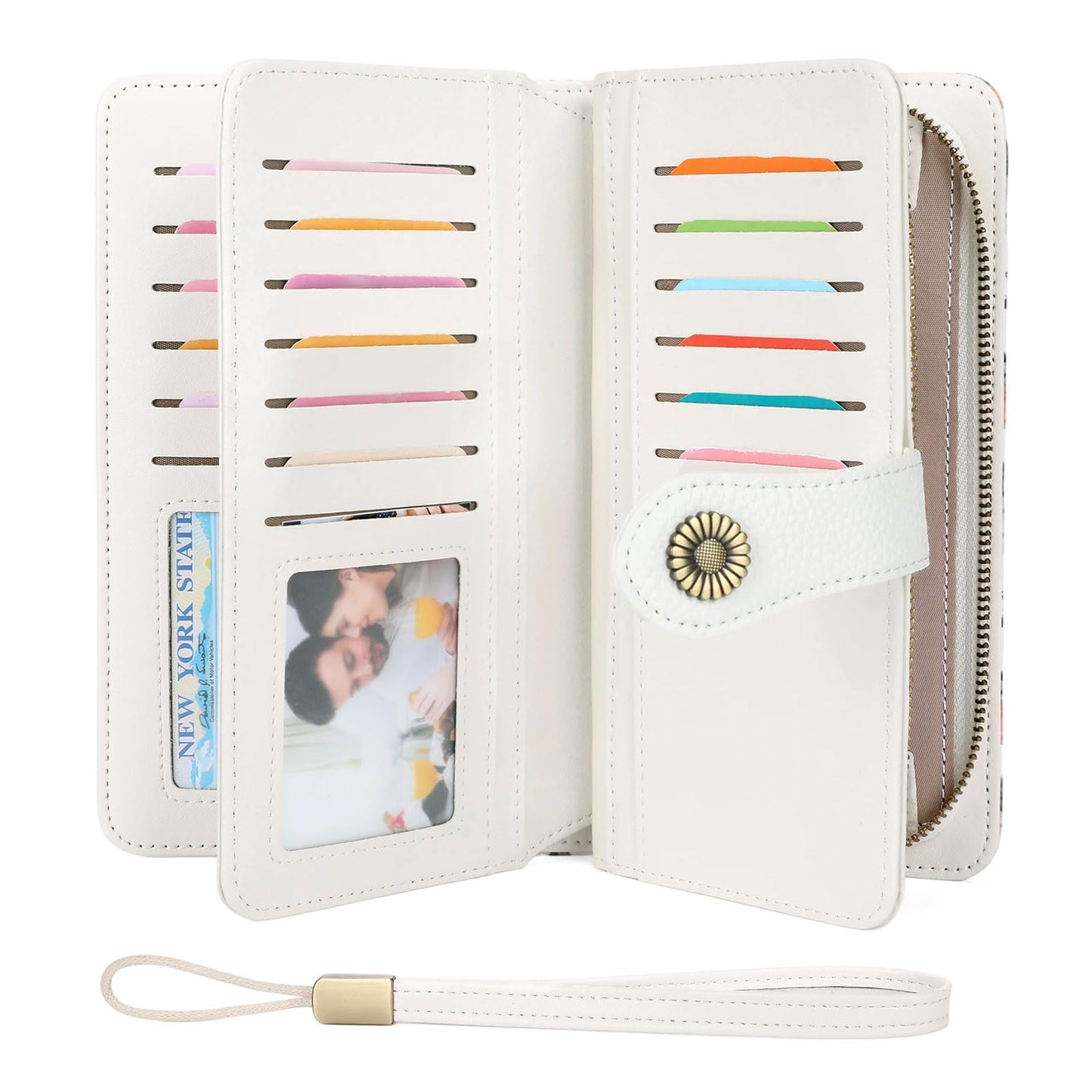 FALAN MULE Women's Wallet Leather RFID Blocking Large Capacity Trifold Ladies Wallet Wristlet Clutch Card Holder