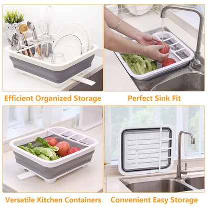 Collapsible Dish Drainer with Drain Plug & Swivel Spout - Space-Saving, Portable Dish Rack for Kitchens, RVs, Campers & Travel Trailers