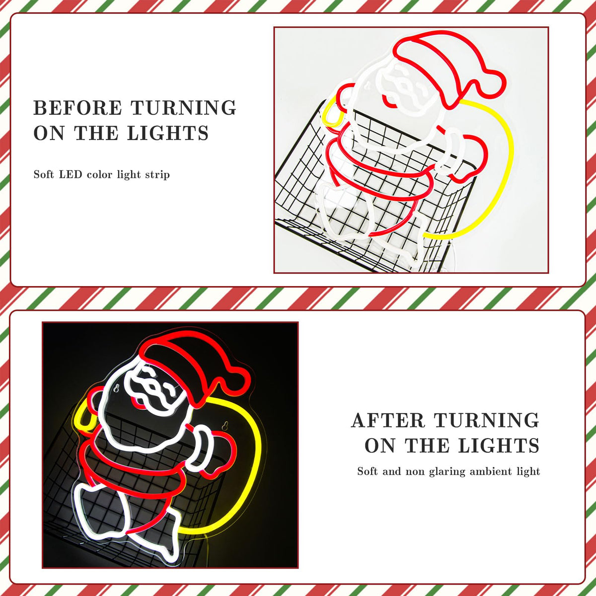 Mvorixa Santa Claus Neon Sign Christmas LED Wall Light for Holiday Decor, USB Powered Red White Yellow Santa Neon Lights for Home Bedroom Kids Room Party Christmas Gift Decorations