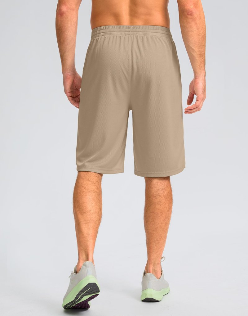 G Gradual Men's Athletic Shorts with Pockets 9" / 11" Long Basketball Shorts Lightweight Quick Dry Gym Workout Shorts for Men(Light Khaki,XL)