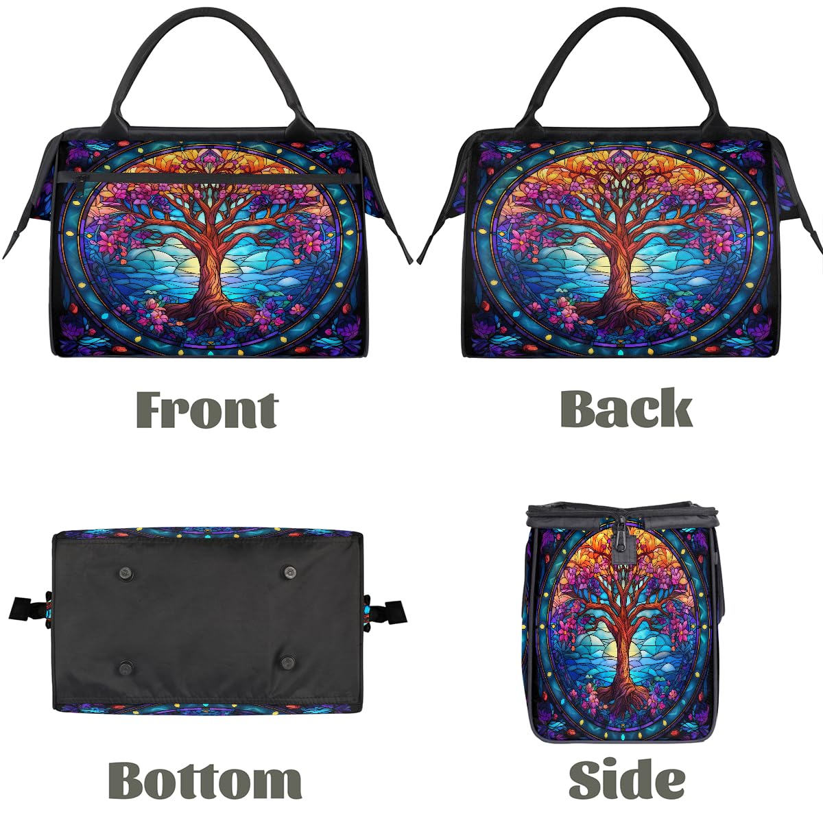 Small Weekender Bag for Women Tree Of Life Beauty Foldie Gym Duffle Bags Canvas Compact Workout Bags Carry On Tote Bag Sport Travel Overnight Sleepover Hospital for Traveling Luggage