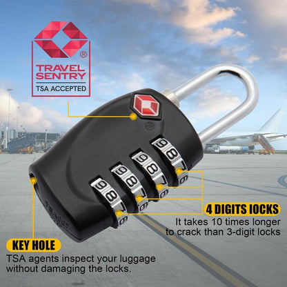 1 Pack TSA Approved Gun Case Lock for Pistol Cases, 4 Digits Travel Locks Small Combo Padlocks Firearm Traveling Plastic Hard Carrying Cases Combination TSA Lock - A