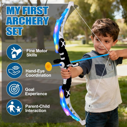 2 Pack Kids Bow and Arrow Set, LED Light Up Archery Set with 20 Suction Cup Arrows, Indoor Outdoor Sport Games for Kids Ages 4-8 8-12, Birthday Gifts Toys for 4 5 6 7 8 9 10 11 12 Year Old Boys Girls