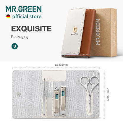 MR.GREEN Colorful Manicure Set Practical Pedicure Kits Nail Clippers Personal Care Tools Facial Hair Scissors with Fashion Case (Mr-6681 Green)
