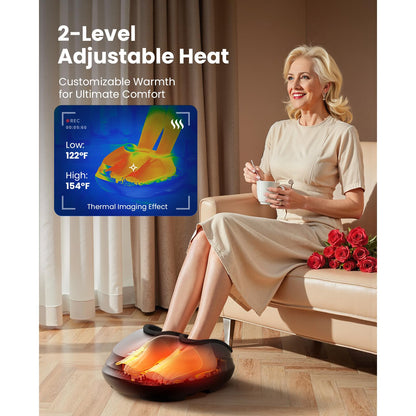 BOB AND BRAD Foot Massager Machine with Heat and Remote, Fits up to Men Size 14, Electric Shiatsu Deep Kneading Foot Massager, Relieve for Plantar Fasciitis and Neuropathy Pain