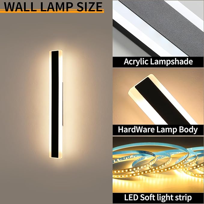 Mikeru 2pack 31.4inch Outdoor Wall Light Fixtures, 3000K Modern Outdoor Lights Exterior for House Ip65 Waterproof Rust Long led Wall Light, Hardwire Wall Mount Exterior Lighting