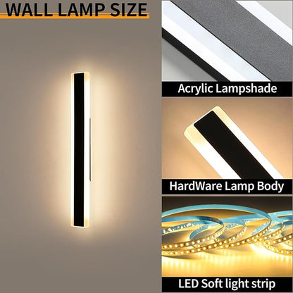Mikeru 2Pack 39.3inch Outdoor Wall Light Fixtures, 3000/4500/6000K 3 Color Modern Black Linear Wall Lights Front Porch Light Wall Mounted Led Lighting for Basement, Shop,Garage Non-Dimmable