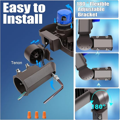 350W LED Parking Lot Lights Outdoor with Slip Fit Mount 52500LM 5000K Super Bright Dusk-to-Dawn Parking Area Light IP65 Commercial and Security Street Stadium Lighting Heavy-Duty 100-277V