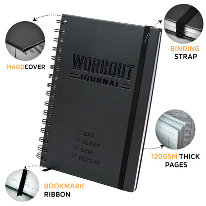 Nextnoid Hardcover Fitness Planner Workout Journal for Men & Women - A5 Sturdy Fitness Log Book to Track Gym & Home Workouts - Separately Packaged 2 Pieces