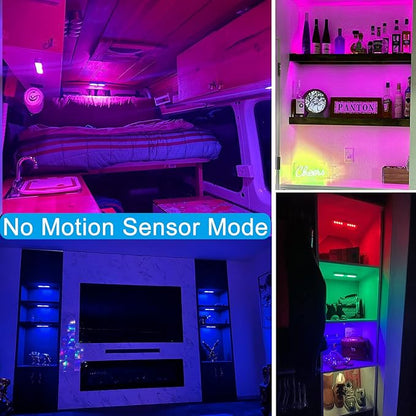 LED Under Cabinet Lighting Wireless, Dimmable LED Closet Light Rechargeable, Remote Control Kitchen Counter Lighting 15 Color Changing RGB Bar Perfect for Bedroom Indoor Pantry Shelf, 6 Pack