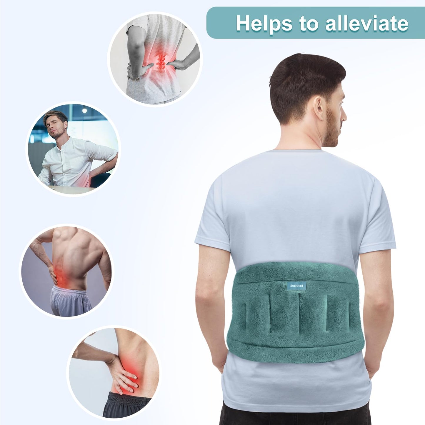 SuzziPad Microwave Heating Pad for Back Discomfort, Microwavable Heat Pads for Lumbar, Waist, Stomach, Neck Shoulder, Wrap with Moist Therapy, Warm & Cold Compress